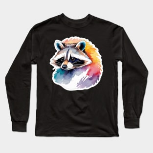 Raccoon Watercolor Long Sleeve T-Shirt